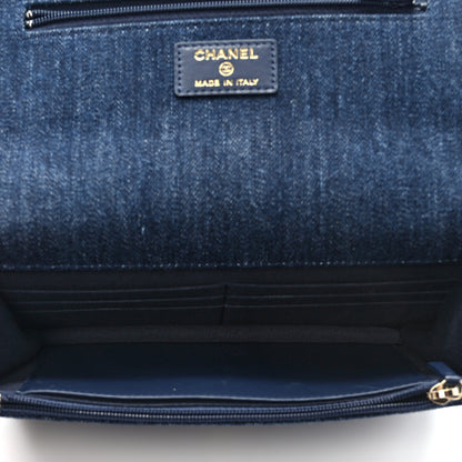 Chanel Denim Quilted Chanel 19 Wallet On Chain WOC Blue 4 of 8
