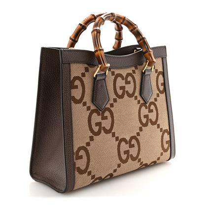 Gucci Monogram Jumbo GG Textured Dollar Calfskin Small Diana Tote Bag Camel Ebony New Acero Pomegranate Red 3 of 9