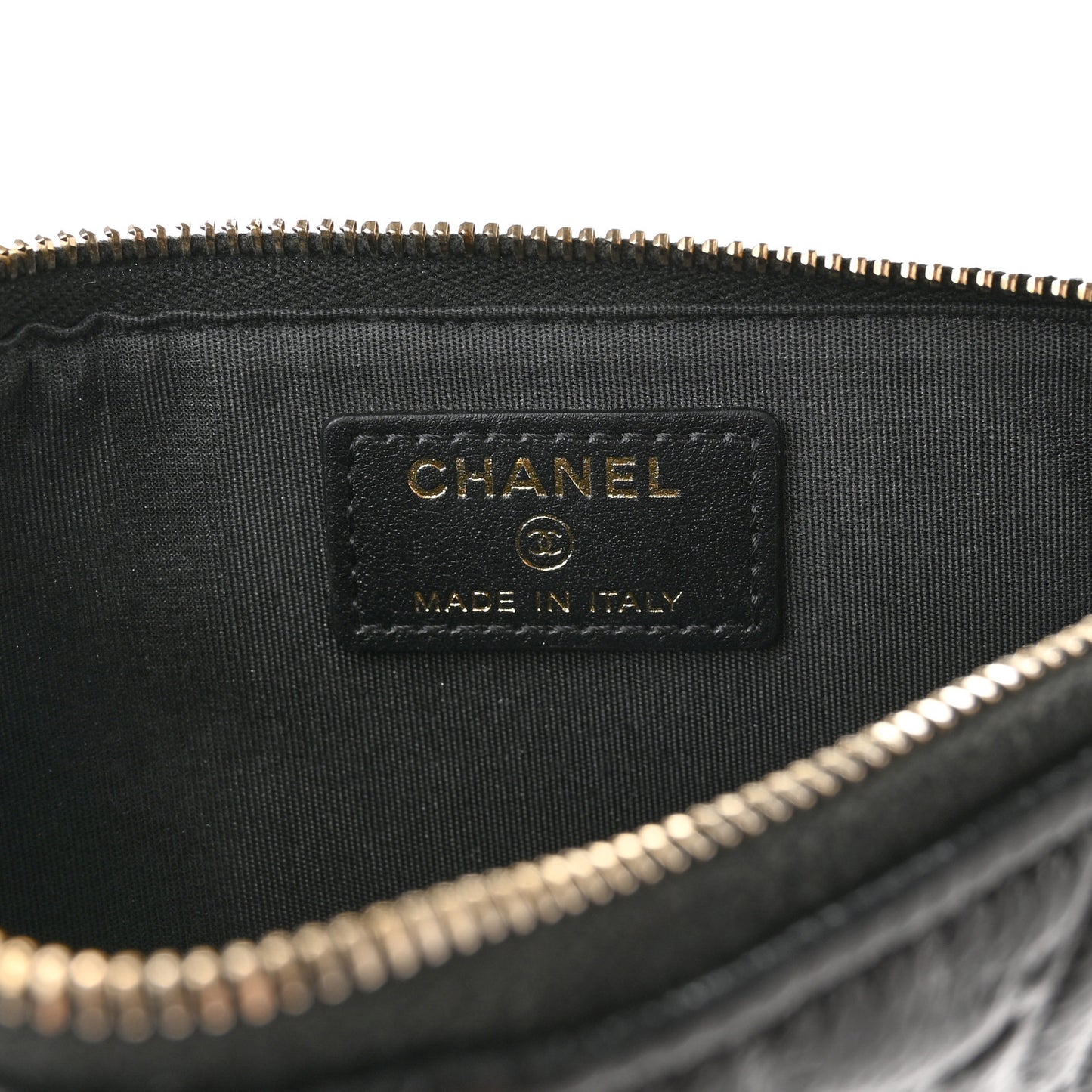 Caviar Camellia Embossed Classic Flat Wallet Pouch Black
