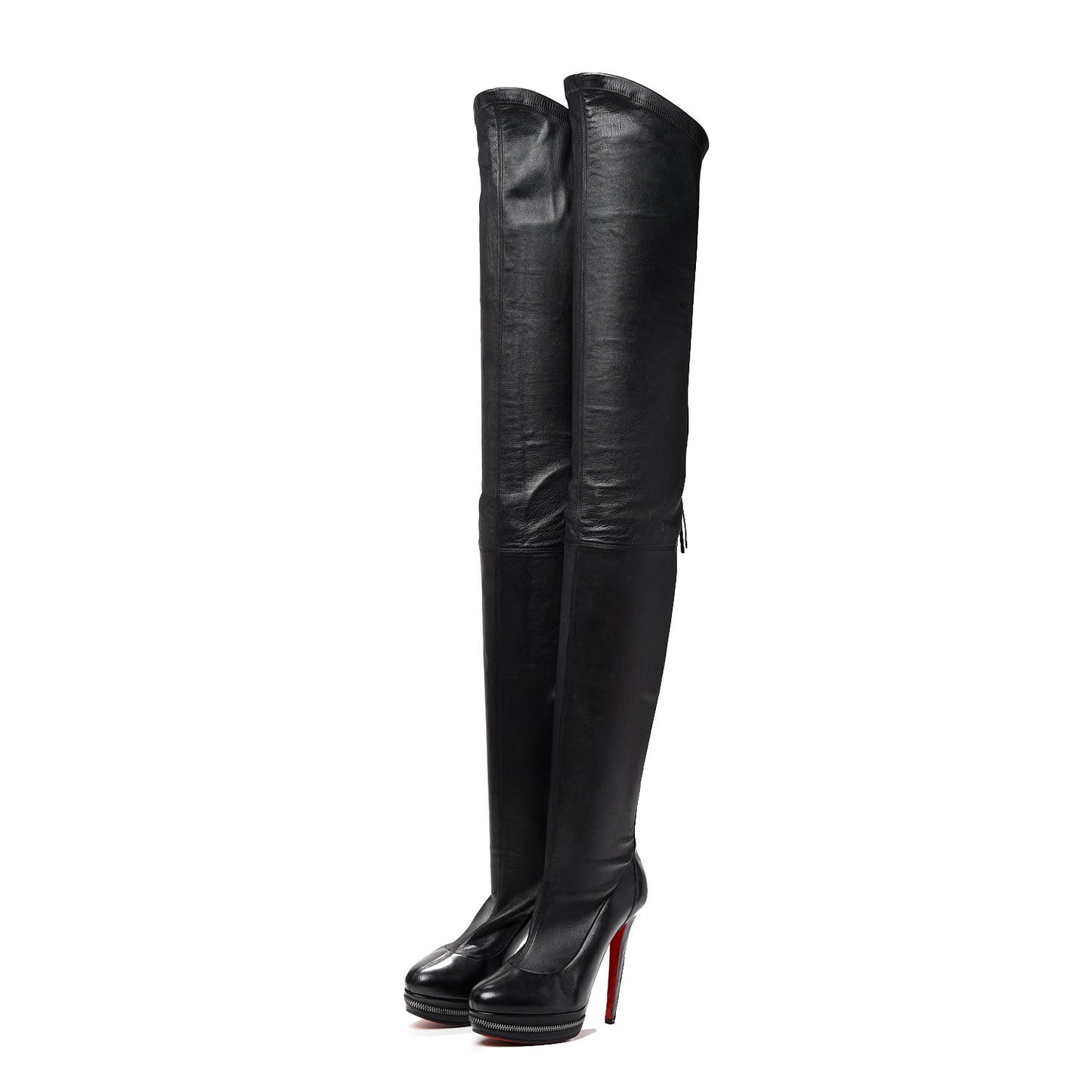 Calfskin Over The Knee Zipper Boots 40.5 Black