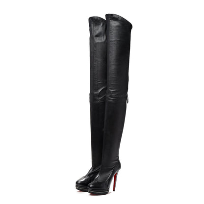 Christian Louboutin Calfskin Over The Knee Zipper Boots 40.5 Black 3 of 9