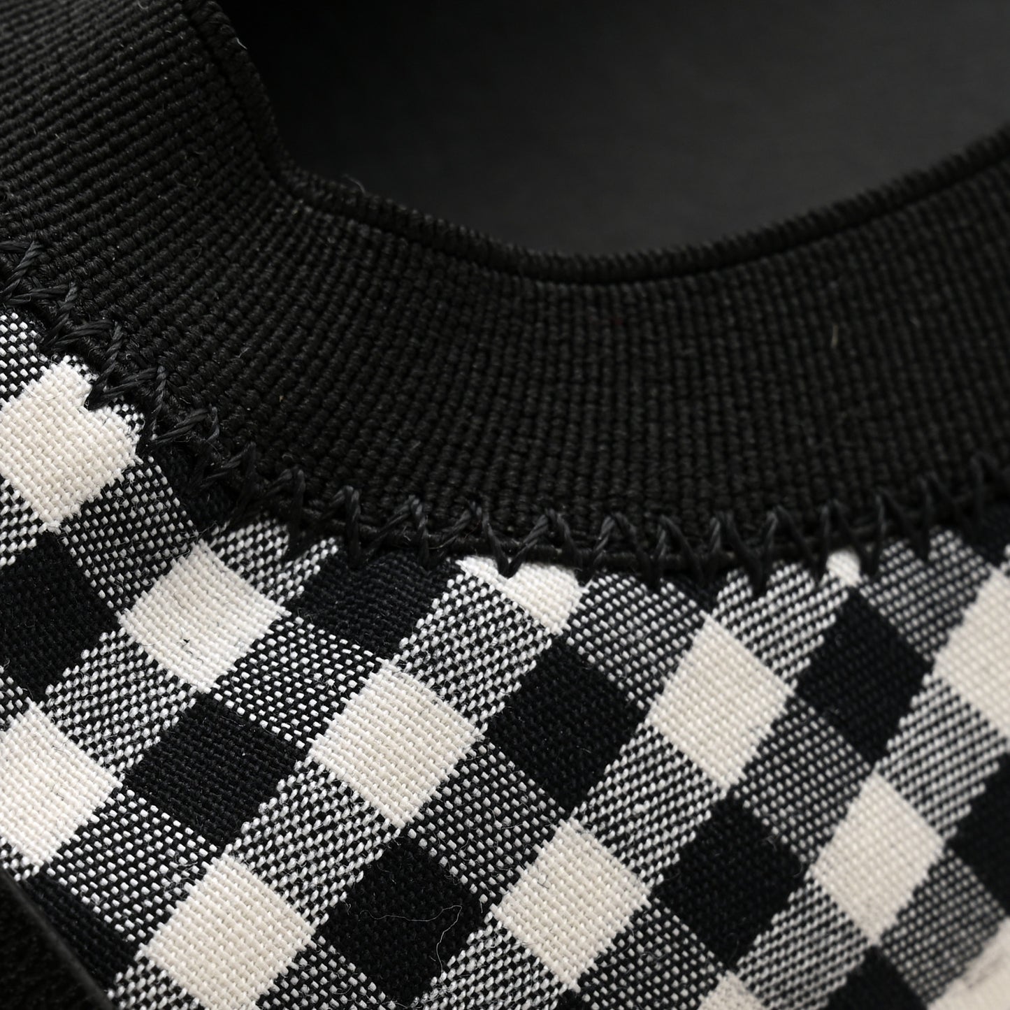 Fabric Checkered CC Elastic Cap Toe Ballerina Flats 39 Black White