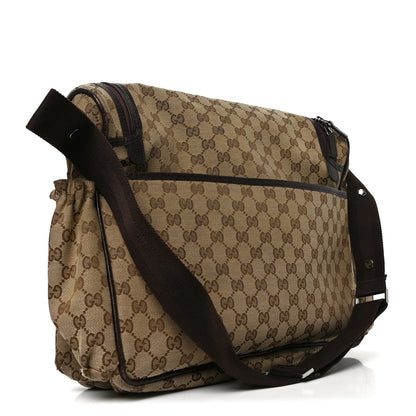 Gucci Monogram Natural Pigskin Large Diaper Bag Beige Ebony Cocoa Dark Chocolate 3 of 10