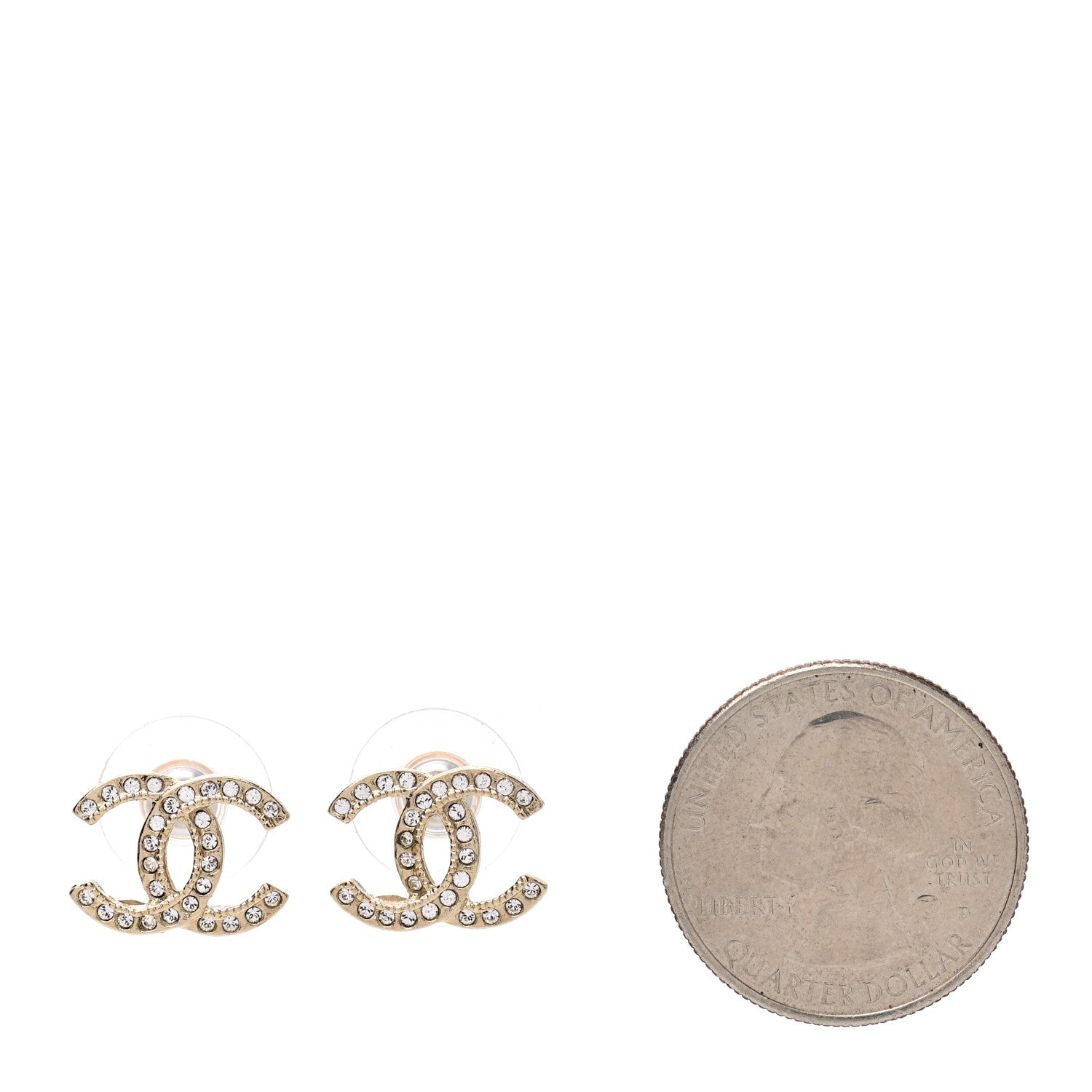 Chanel Crystal CC Earrings Gold 2 of 5