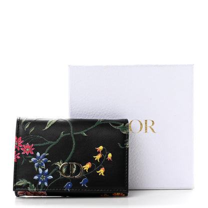 Christian Dior Calfskin Petites Fleurs Print Caro XS Wallet Black Multicolor 7 of 7