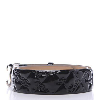 Chanel Patent Calfskin Quilted Lucky Symbols CC Belt 85 34 Black 2 of 4