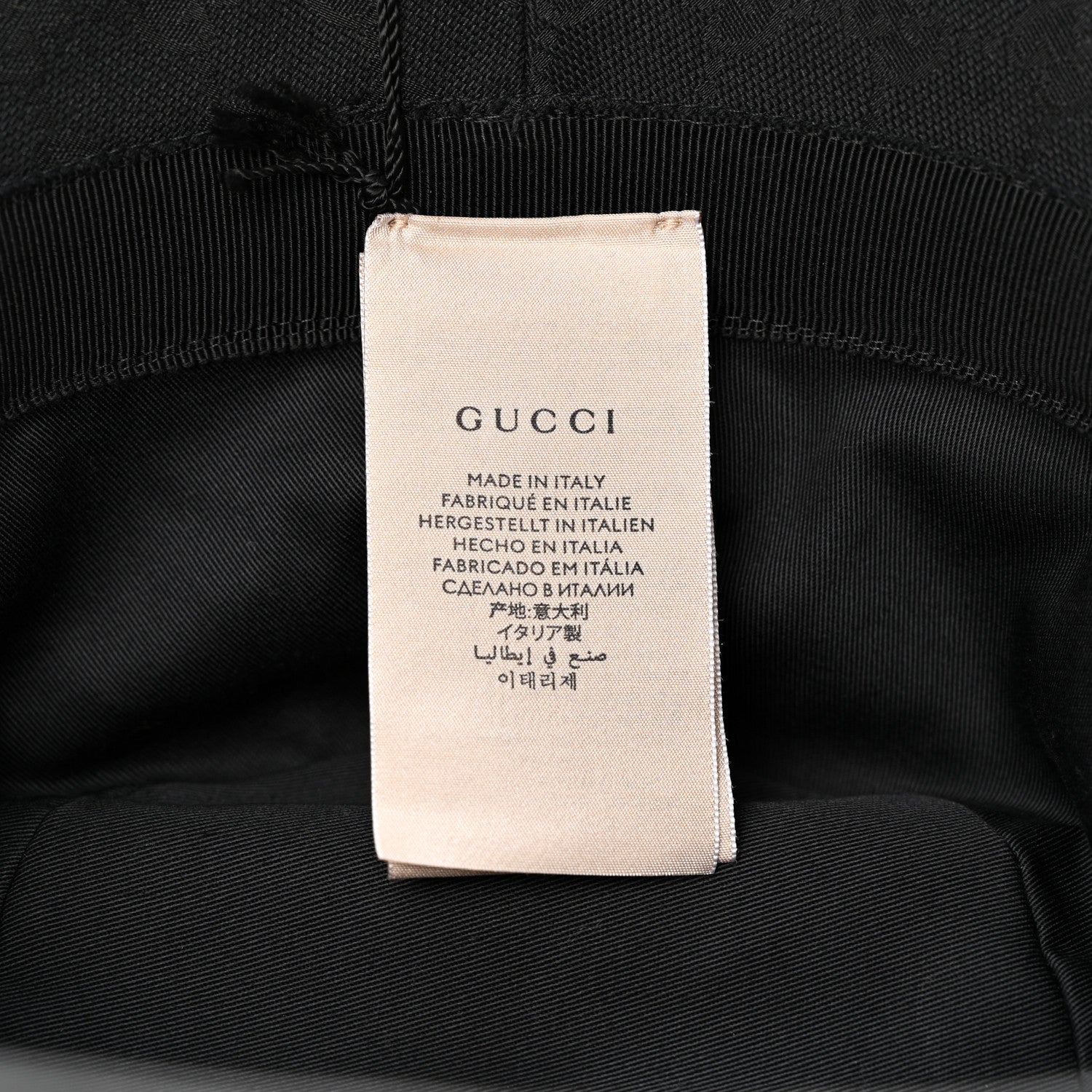 Gucci Monogram Textured Dollar Calfskin GG Jago Bucket Hat M Black 10 of 11