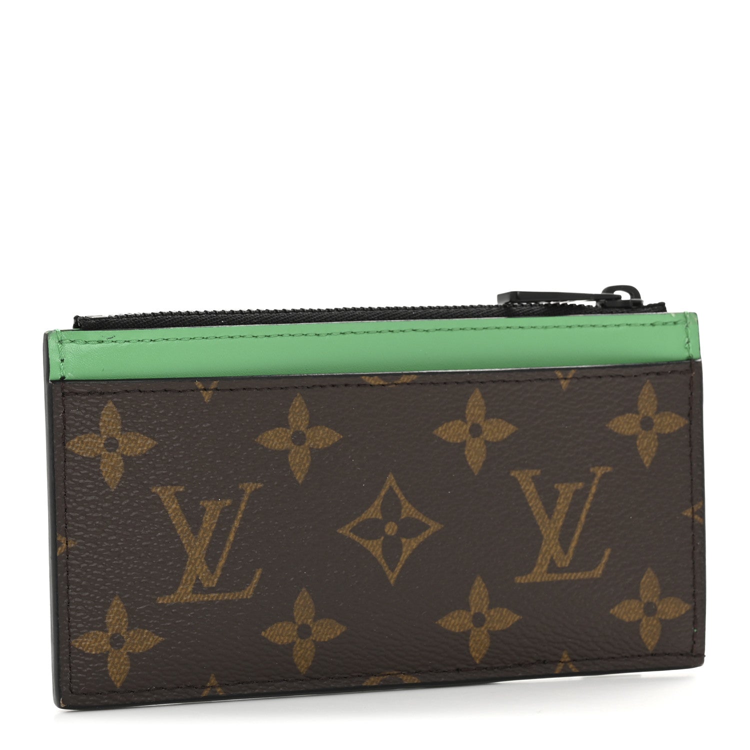 LOUIS VUITTON カード・ホルダー モノグラム/グリーン　値下 Louis Vuitton Monogram Calfskin Coin Card Holder Minty Green