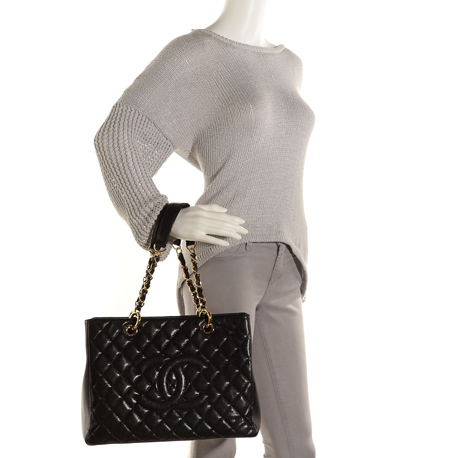Chanel Caviar Quilted Grand Shopping Tote GST Black 2 of 7
