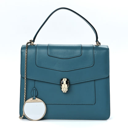 Bulgari Calfskin Serpenti Forever Top Handle Blue 1 of 14
