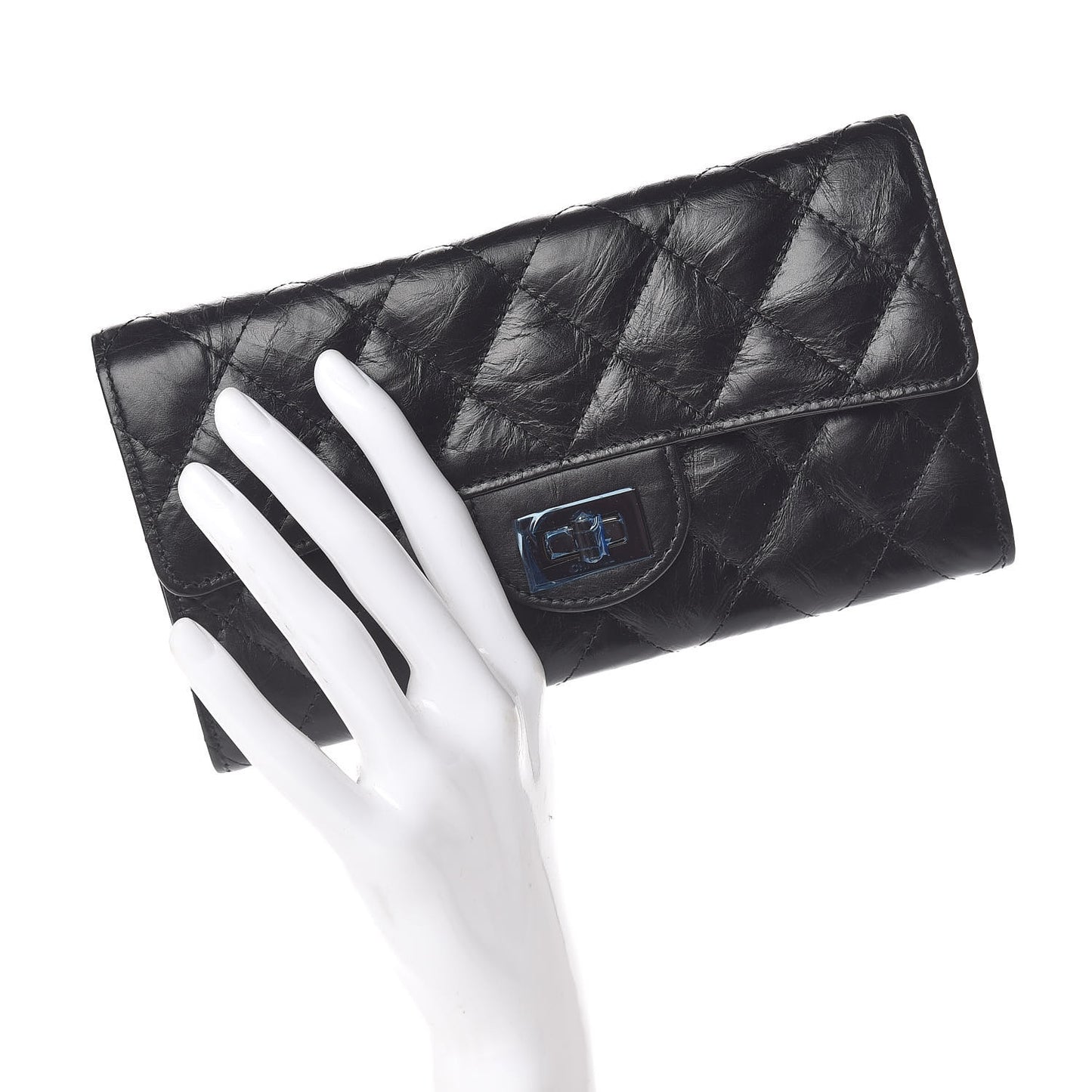 Aged Calfskin Quilted 2.55 Reissue Flap Wallet So Black