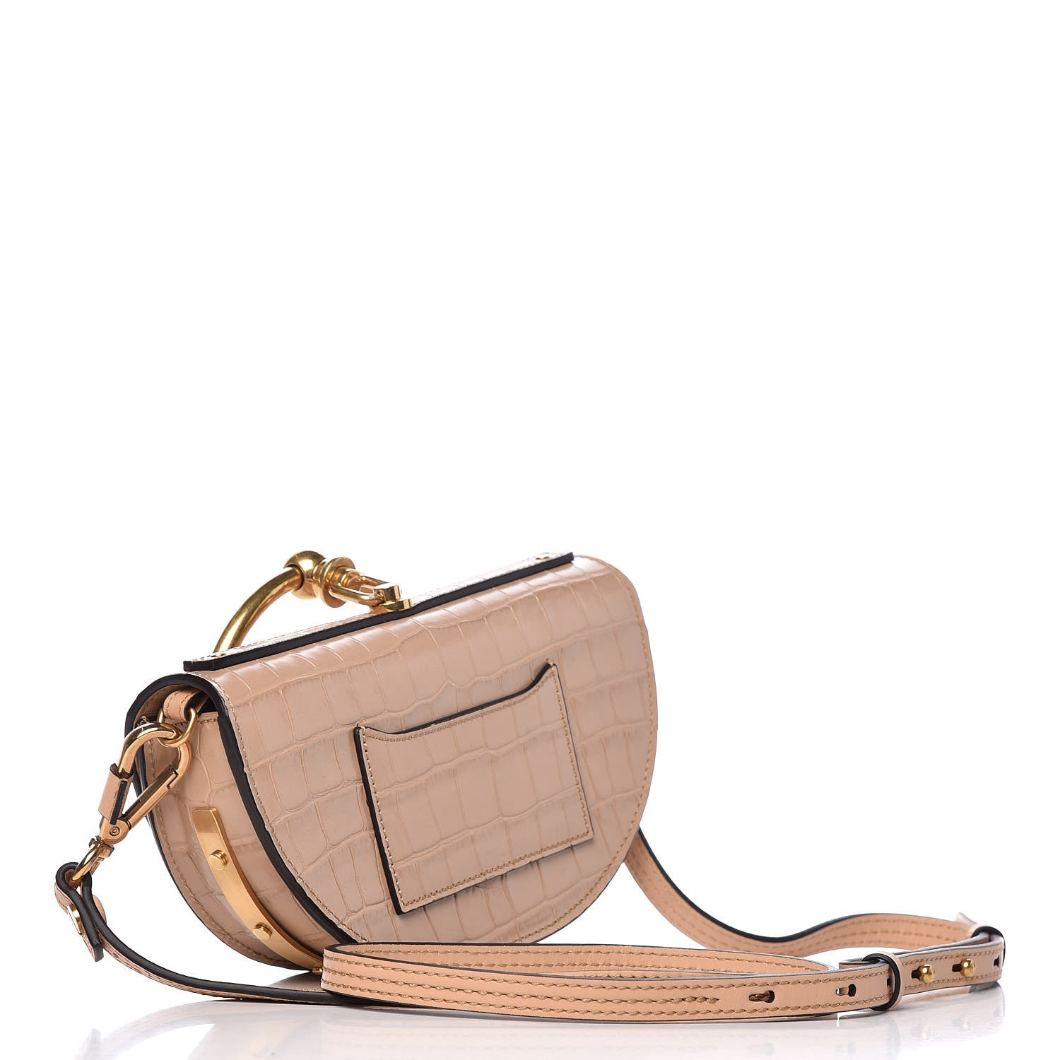Chloe Calfskin Crocodile Embossed Small Nile Bracelet Minaudiere Bag Nut 3 of 11