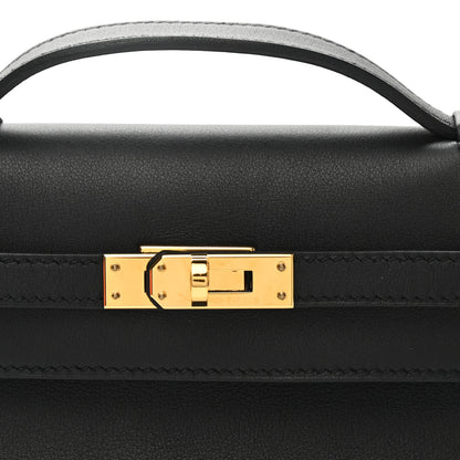 Hermes Swift Kelly Pochette Clutch Black 8 of 11