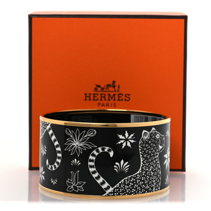 Hermes Enamel Printed Extra Wide Les Leopards Bracelet 65 Positif Negatif 3 of 6