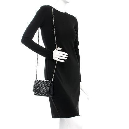 Chanel Patent Quilted Wallet On Chain WOC Black 2 of 10