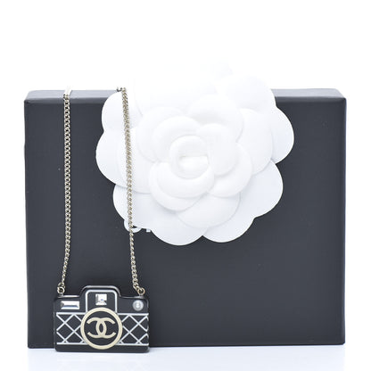 Chanel Resin Camera CC Necklace Black Gold 5 of 5