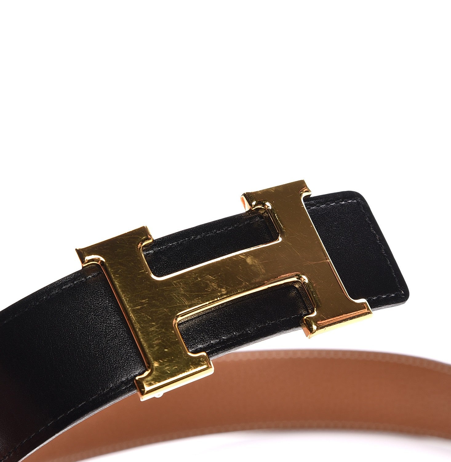 Hermes Box Togo 32mm H Belt 90 Black Gold 8 of 9