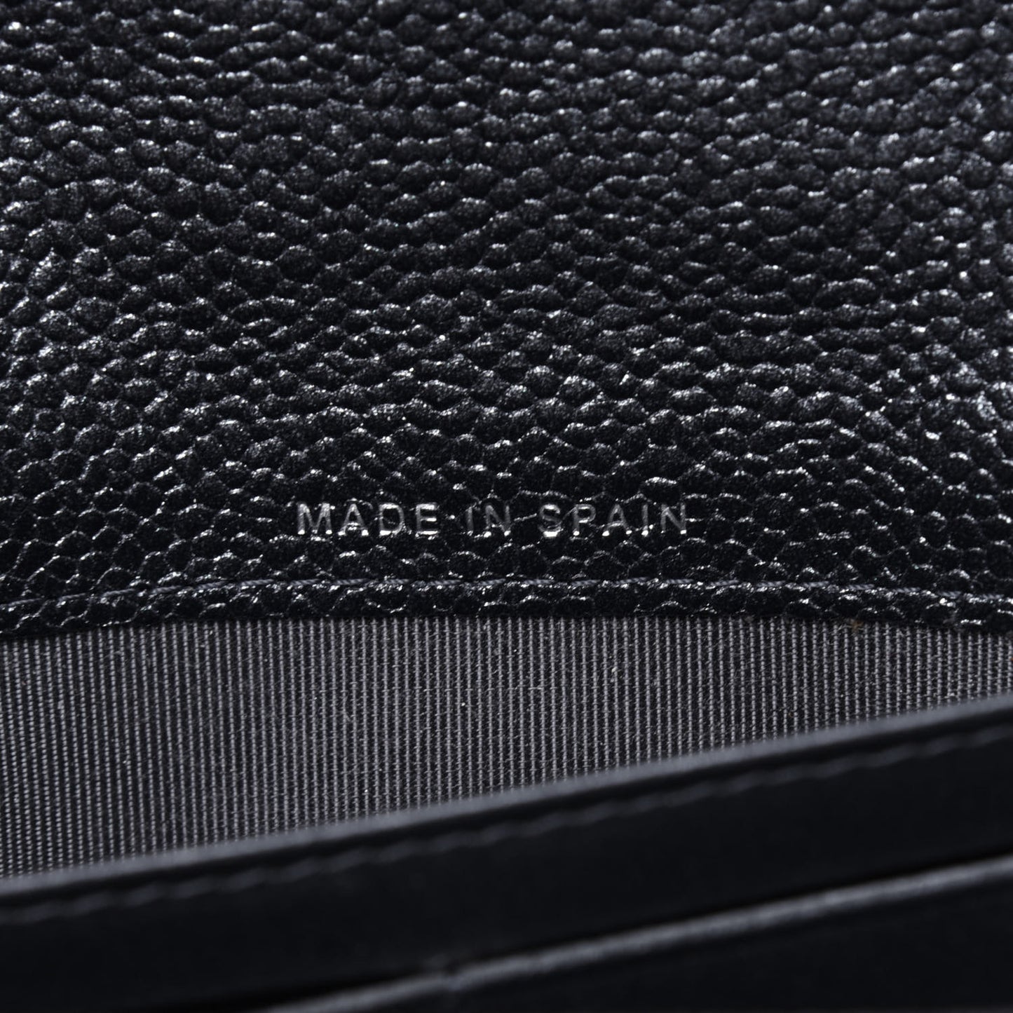 Metallic Caviar Quilted Large Flap Wallet Charcoal