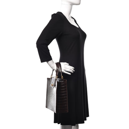 Chanel Shiny Crocodile Top Handle Tote Chocolate 2 of 19