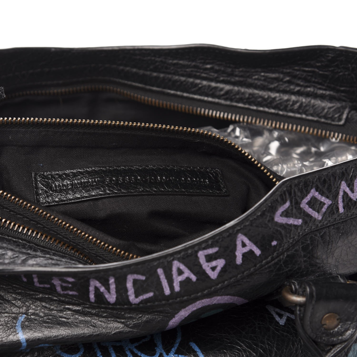 Balenciaga Agneau Graffiti All Over Classic Hardware City Black Multicolor 10 of 14