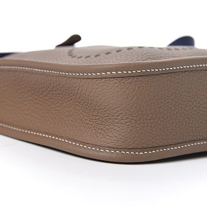 Hermes Taurillon Clemence Amazone Evelyne TPM Etoupe Bleu Indigo 9 of 11