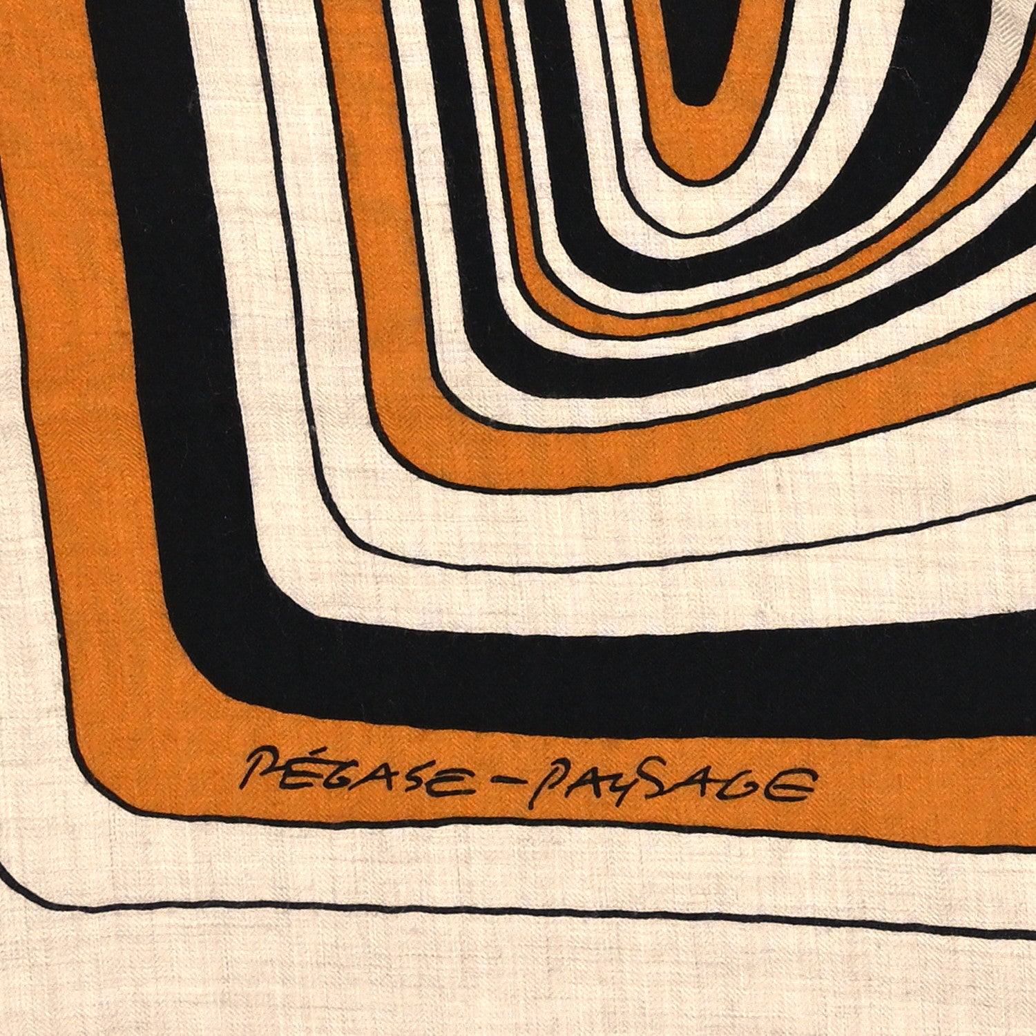 Hermes Cashmere Silk Pegase Paysage Shawl 140 Naturel Caramel Black 5 of 5