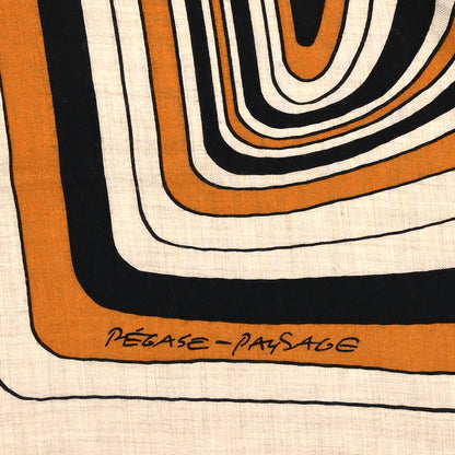 Hermes Cashmere Silk Pegase Paysage Shawl 140 Naturel Caramel Black 5 of 5