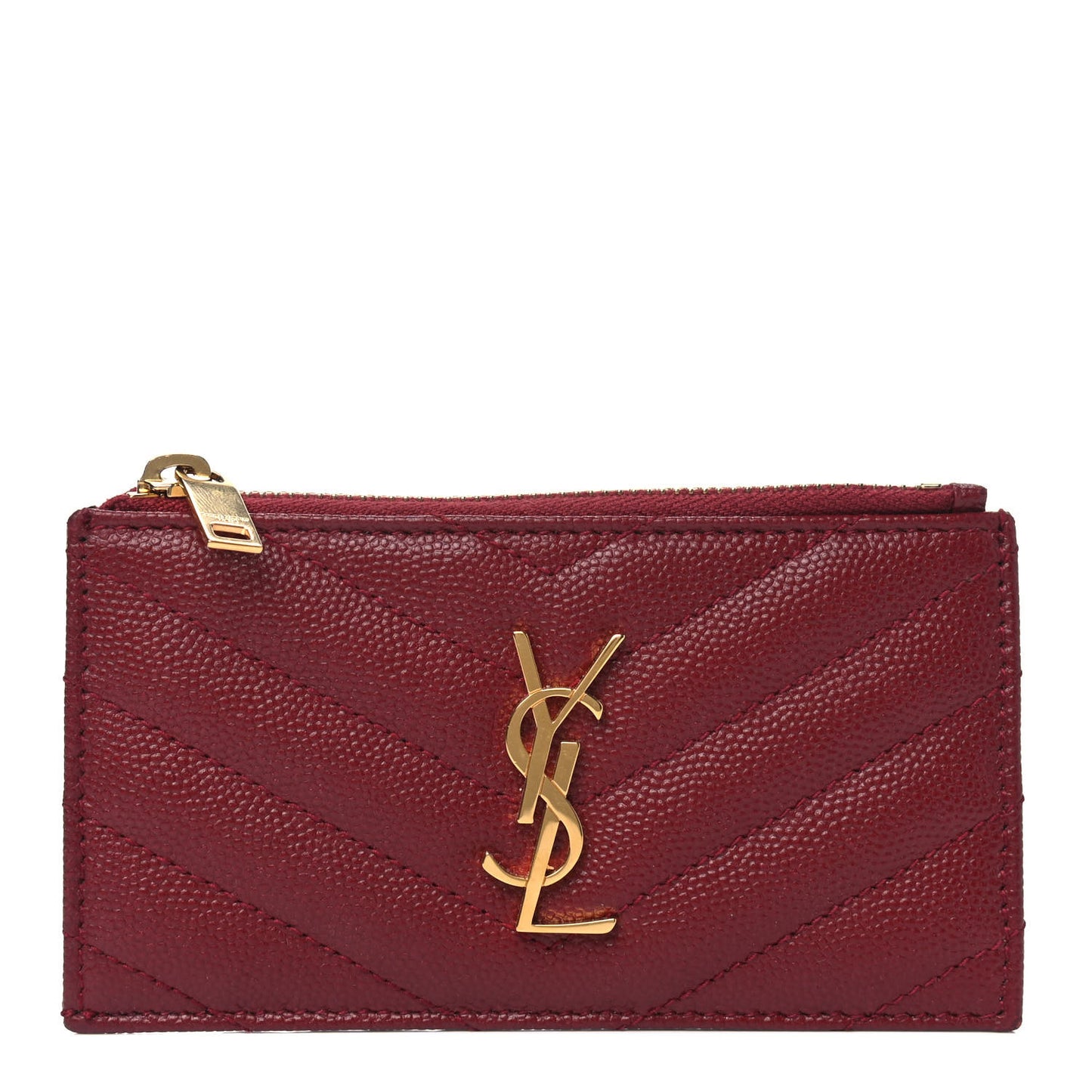 Grain De Poudre Matelasse Chevron Monogram Fragments Zippered Card Case Opyum Red