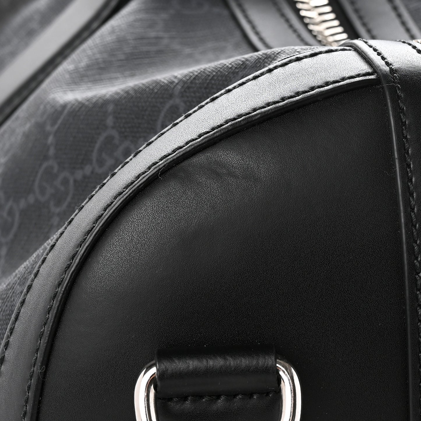 Soft GG Supreme Calfskin Web Medium Carry On Duffle Bag Black Grey