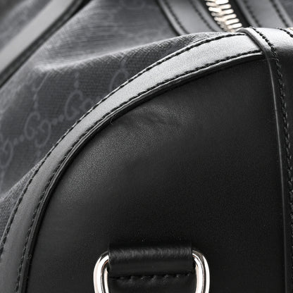 Gucci Soft GG Supreme Calfskin Web Medium Carry On Duffle Bag Black Grey 18 of 18