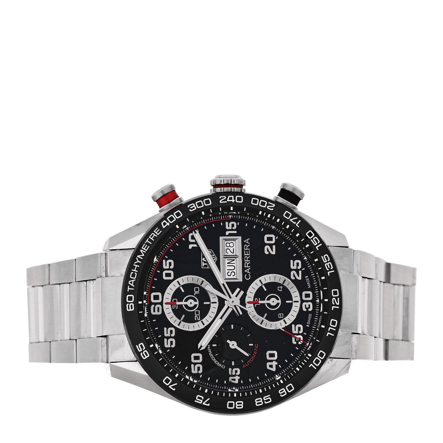 Stainless Steel 44mm Carrera Chronograph Automatic Watch Black CBN2A1AA