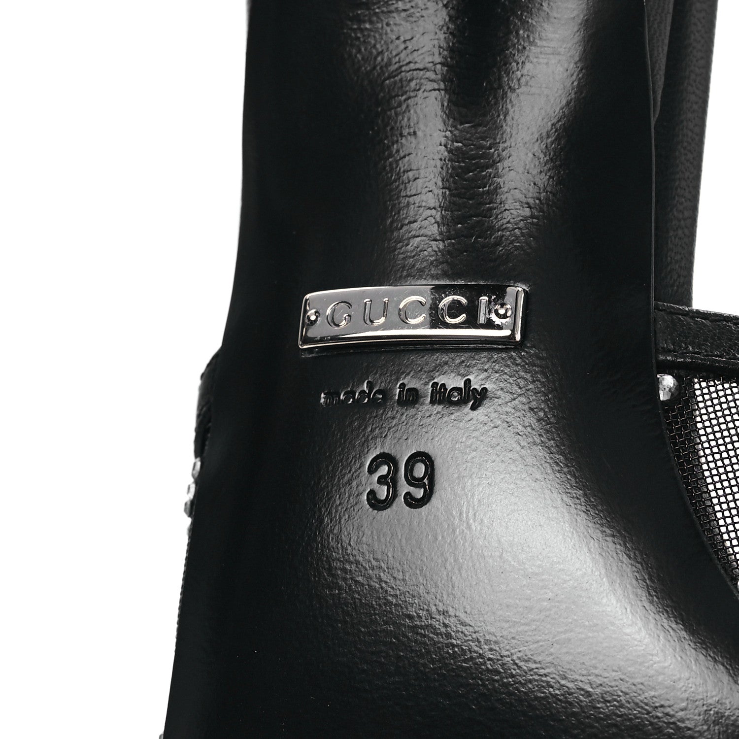 Gucci Tela Retino Nappa Crystal GG Monogram Square G 95mm Slide Sandals 39 Black 6 of 8