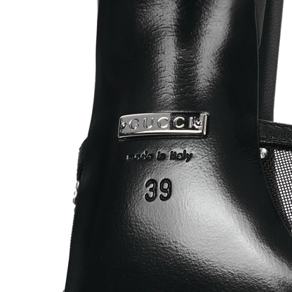 Gucci Tela Retino Nappa Crystal GG Monogram Square G 95mm Slide Sandals 39 Black 6 of 8
