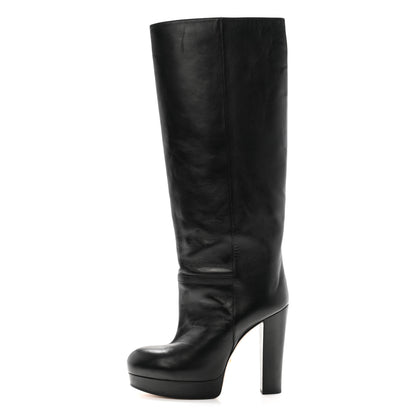 Gucci Calfskin Larius Knee High Boots Black 38 Black 1 of 11