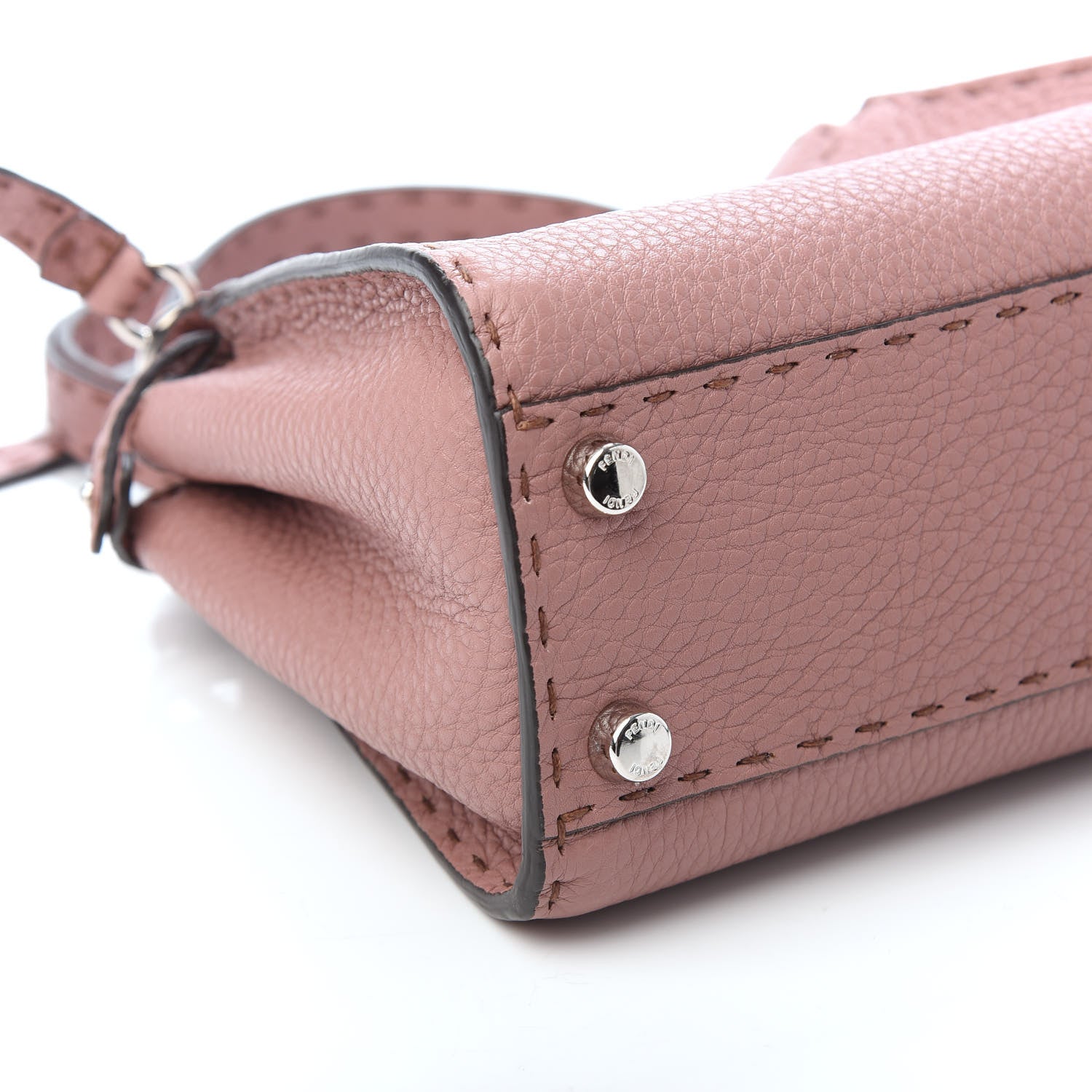 Fendi Cuoio Romano Selleria Bi-Color Mini Peekaboo Iconic Satchel English Rose Camelia 9 of 10