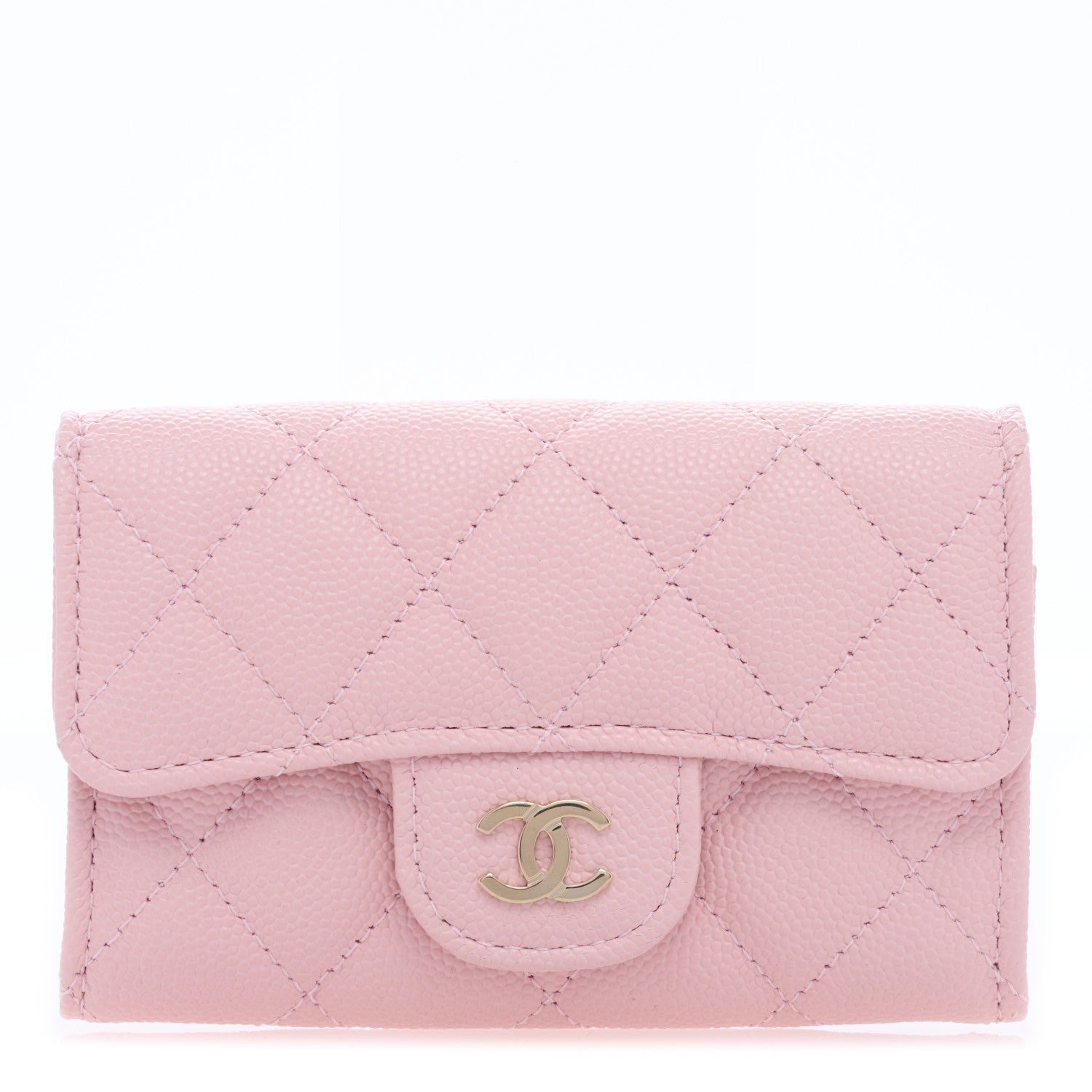 Chanel Caviar Quilted Flap Card Holder Wallet Light Pink 1 of 8