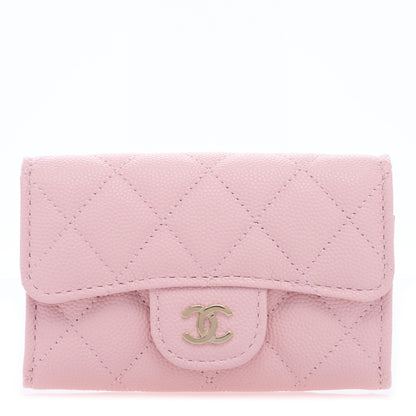 Chanel Caviar Quilted Flap Card Holder Wallet Light Pink 1 of 8