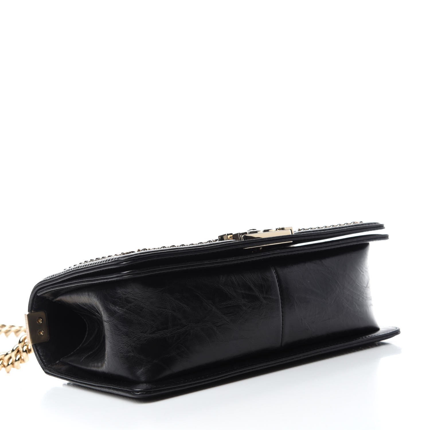 Chanel Crumpled Calfskin Chevron Chain Medium Boy Flap Black 4 of 11