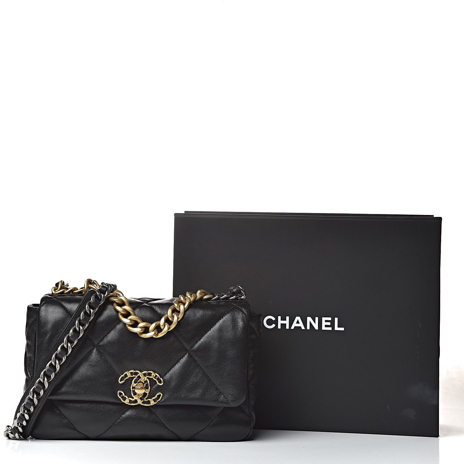 Chanel Lambskin Quilted Medium 19 Flap Black 11 of 11