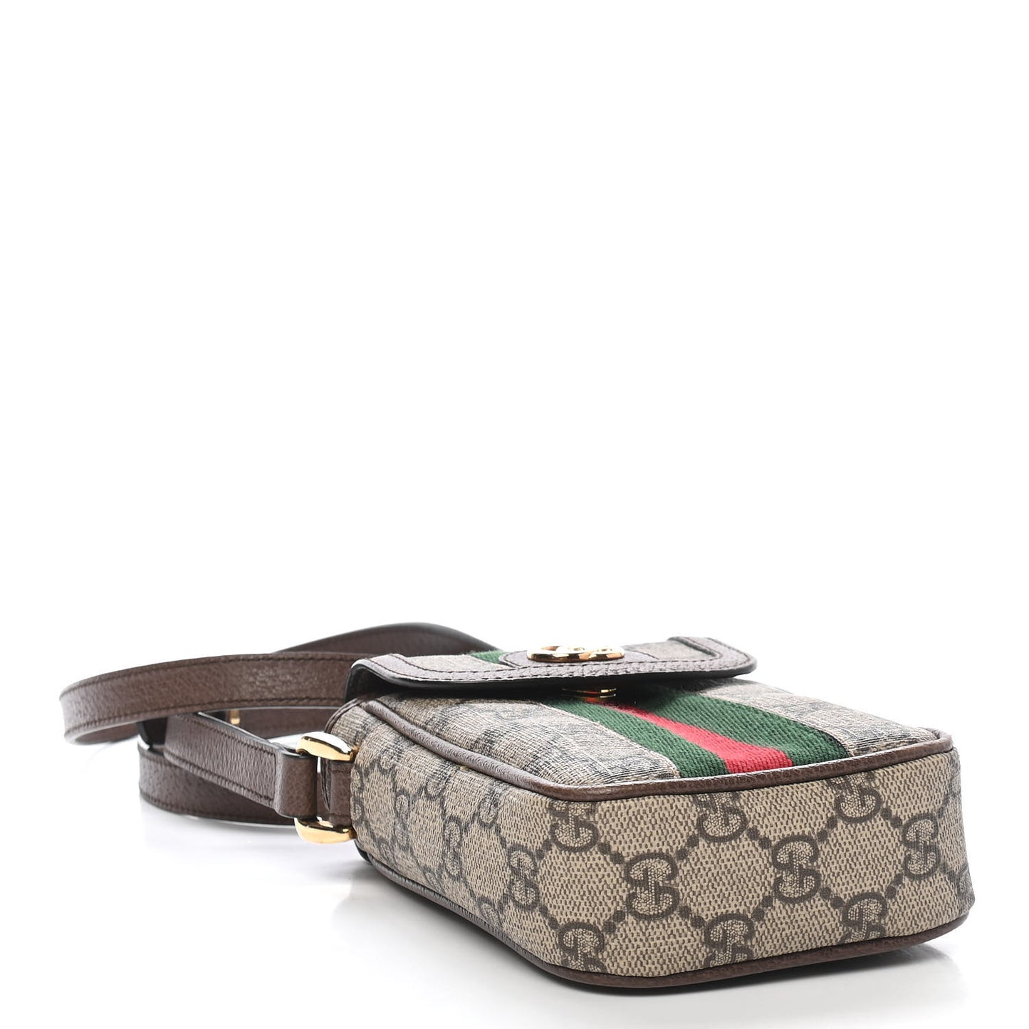 GG Supreme Monogram Web Ophidia Phone Crossbody Bag Beige New Acero