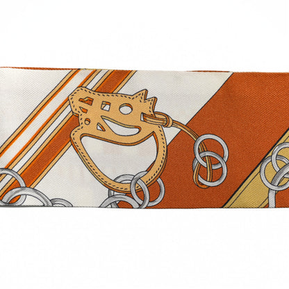 Hermes Silk Brides et Gris Twilly Caramel White Bronze 6 of 7