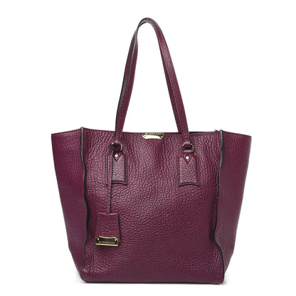 Burberry Heritage Grain Medium Woodbury Tote Dark Plum 1 of 10