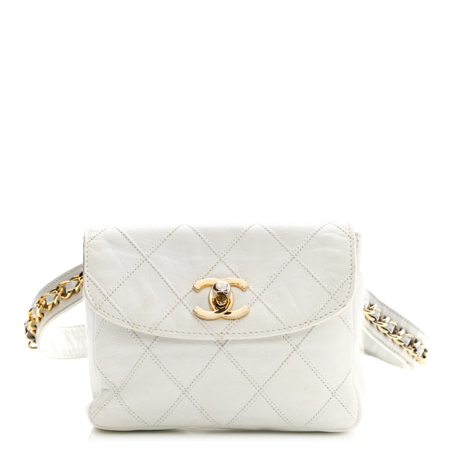 Chanel Lambskin Quilted Flap Waist Belt Bag 70 28 White 1 of 21