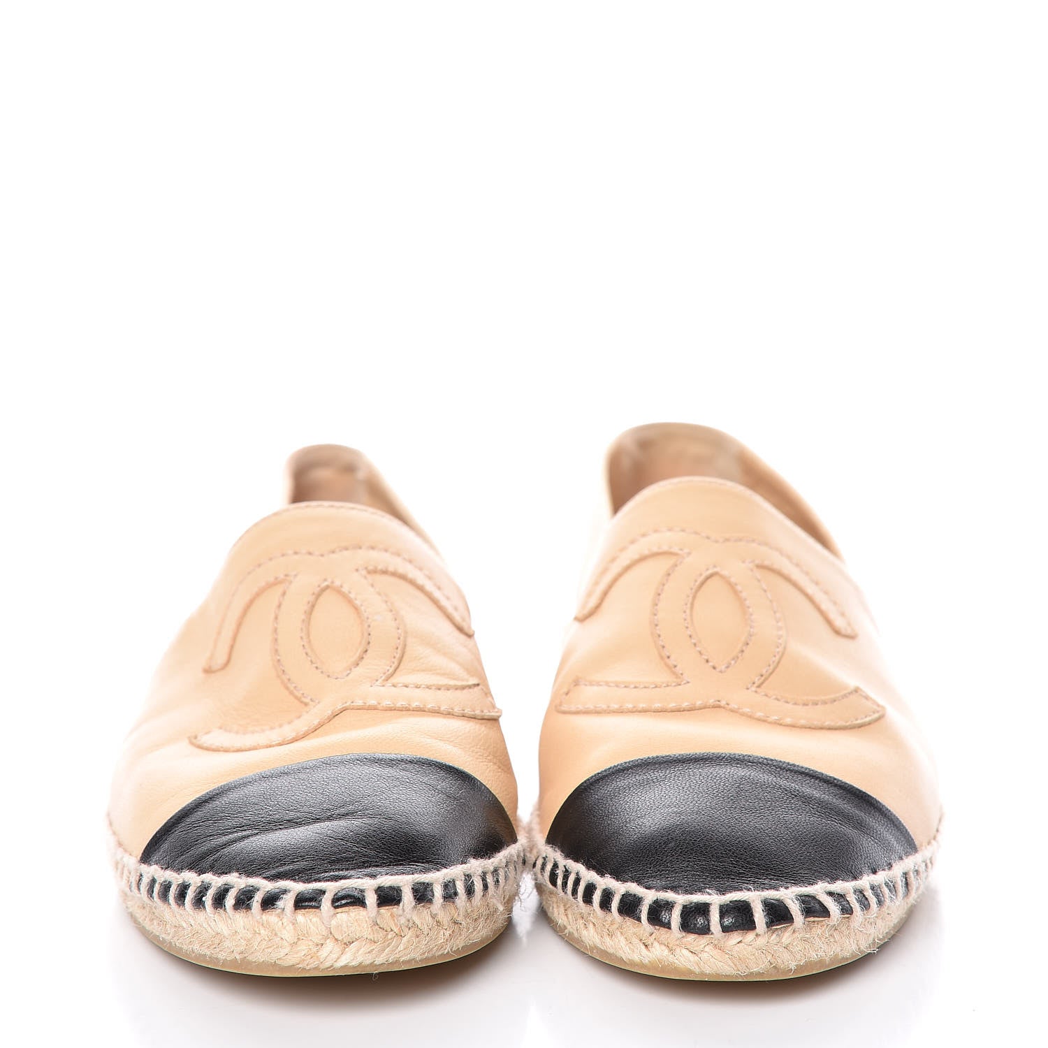 Chanel Lambskin CC Espadrilles 36 Beige Black 2 of 14