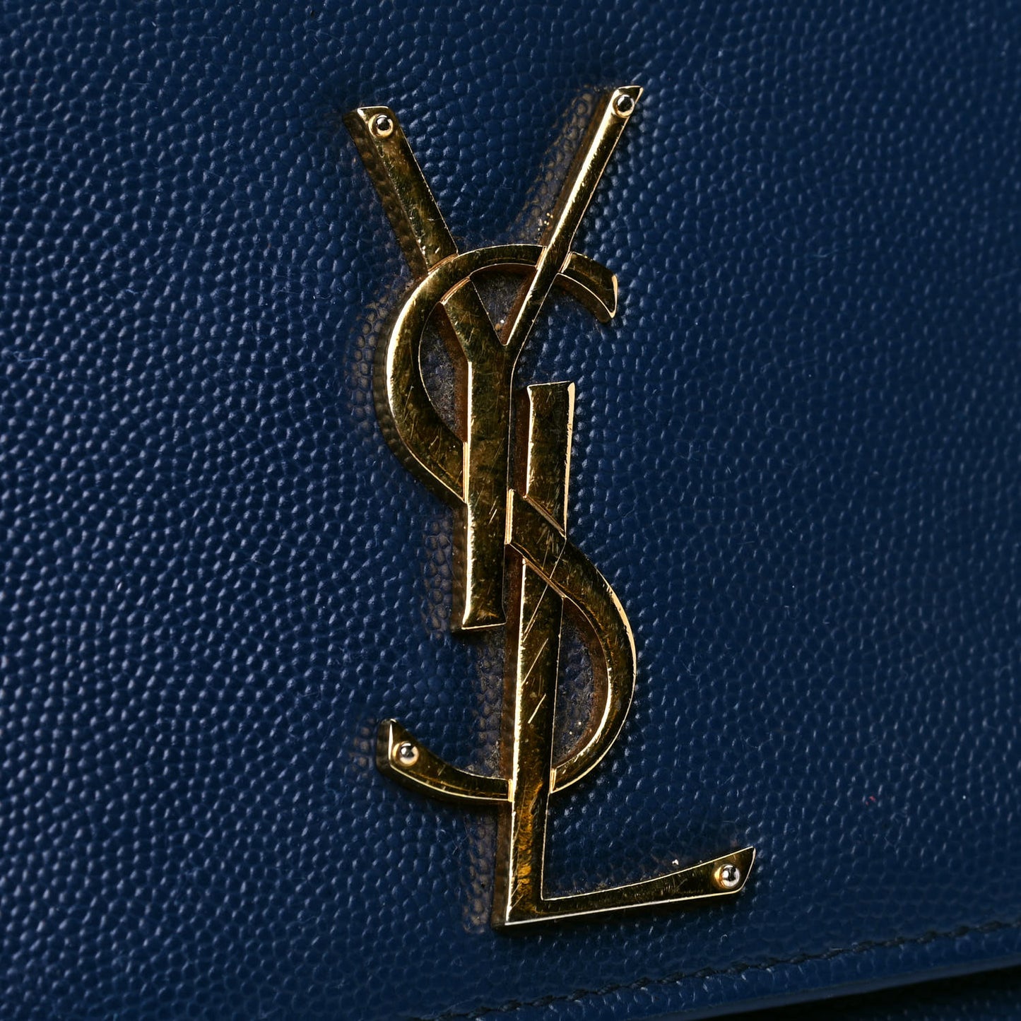 Grain De Poudre Medium Classic Monogram Kate Satchel Denim Blue