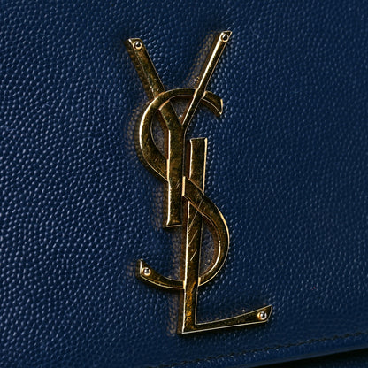 Saint Laurent Grain De Poudre Medium Classic Monogram Kate Satchel Denim Blue 7 of 7