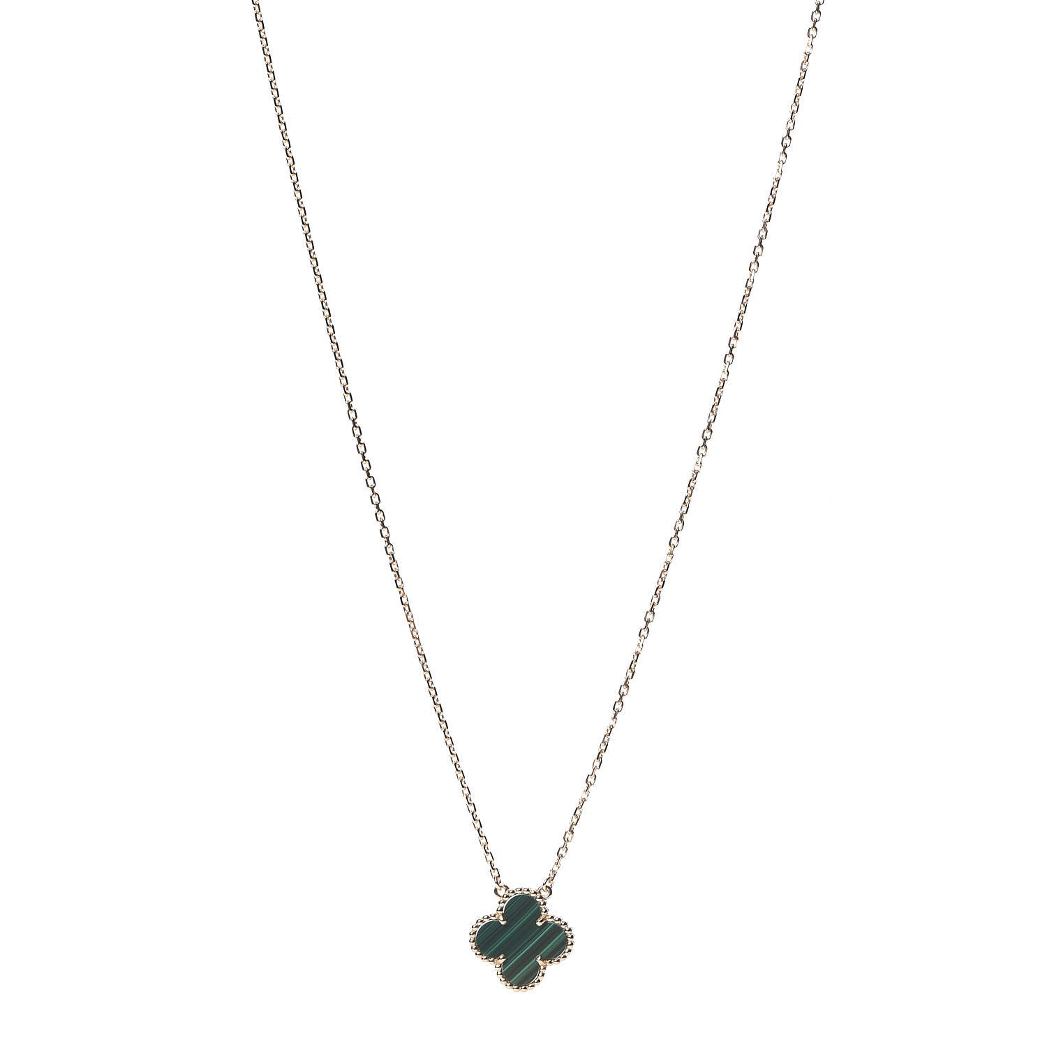 Van Cleef & Arpels 18K Yellow Gold Malachite Vintage Alhambra Pendant Necklace 1 of 8