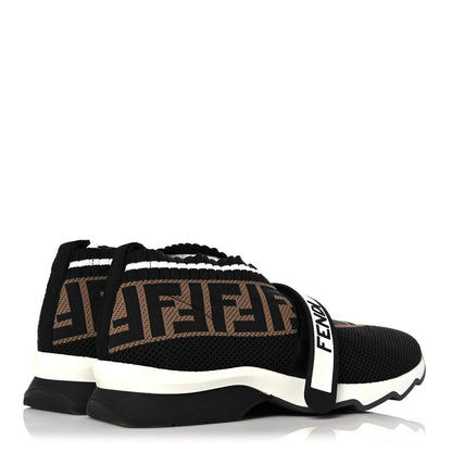 Fendi Stretch Yarn FF Stiff Band Rockoko Sneakers 39.5 Black White Tobacco 4 of 8