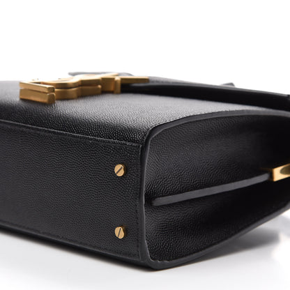 Saint Laurent Grain de Poudre Mini Classic Monogram Cassandra Top Handle Black Rouge Legion 7 of 12