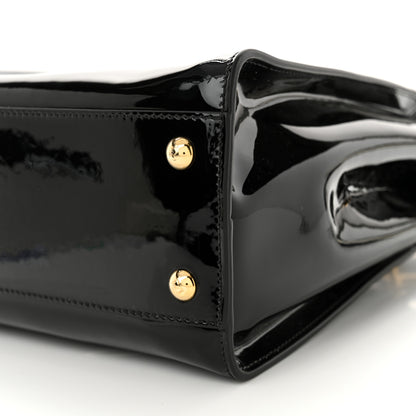 Fendi Patent Glazed Fabric FF 1974 Medium Peekaboo Iconic Defender Satchel Mogano Panna Black 11 of 12